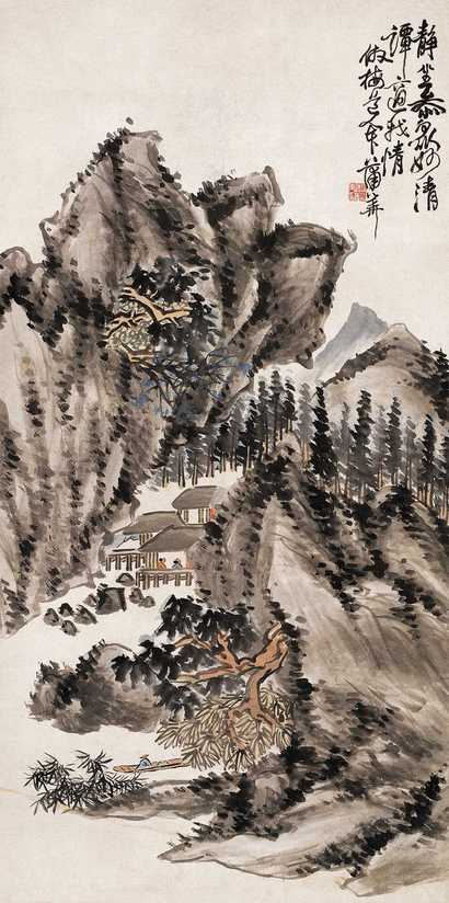 蒲华 仿梅道人山水 立轴